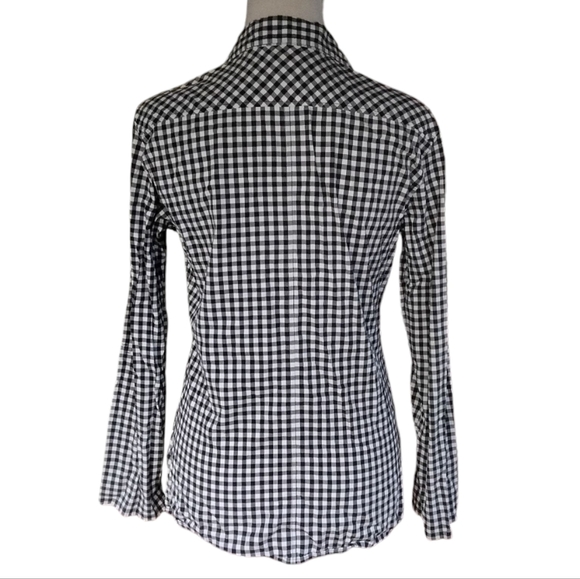 Chico's Women's Black & White Gingham Long Sleeve Button Up Blouse Size 0 Small - Picture 5 of 5